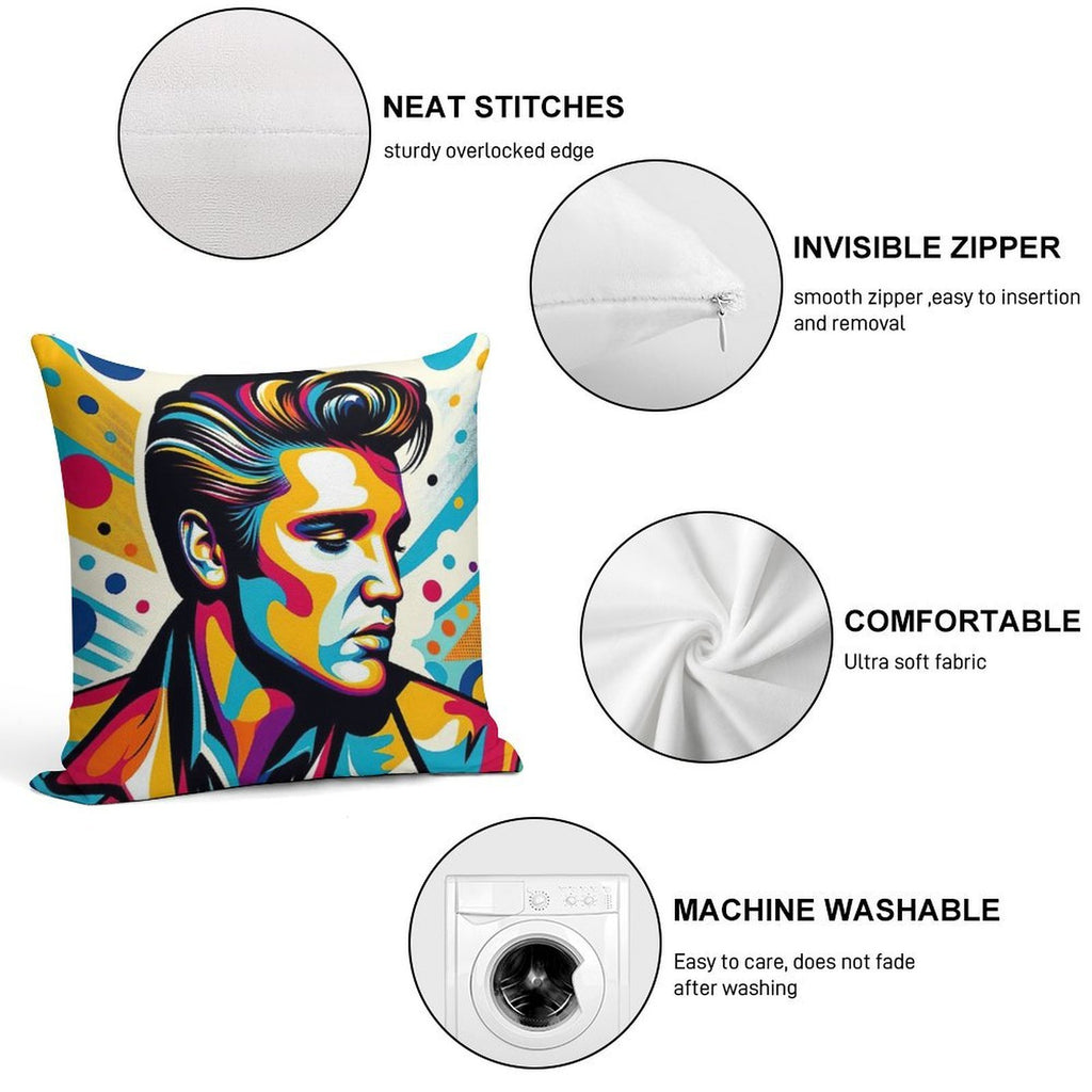 Elvis Presley Pop Art Soft Short Plush Fabric Throw Pillow