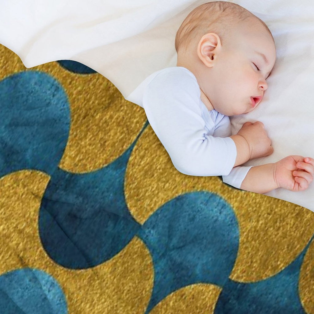 Dubai Nights Gold And Teal Pattern Sustainable Throw Blanket