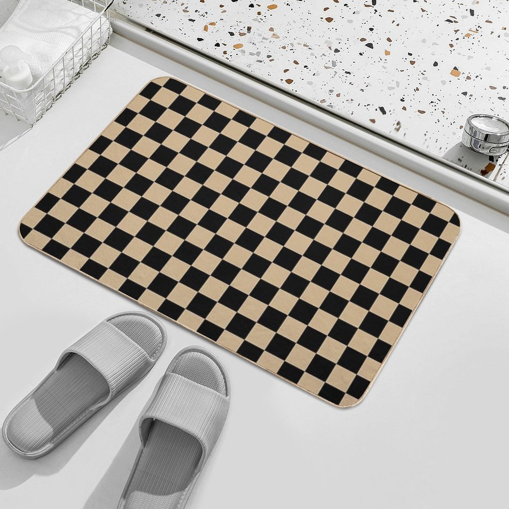 Black And Tan Brown Checkerboard  Versatile Bath Mat