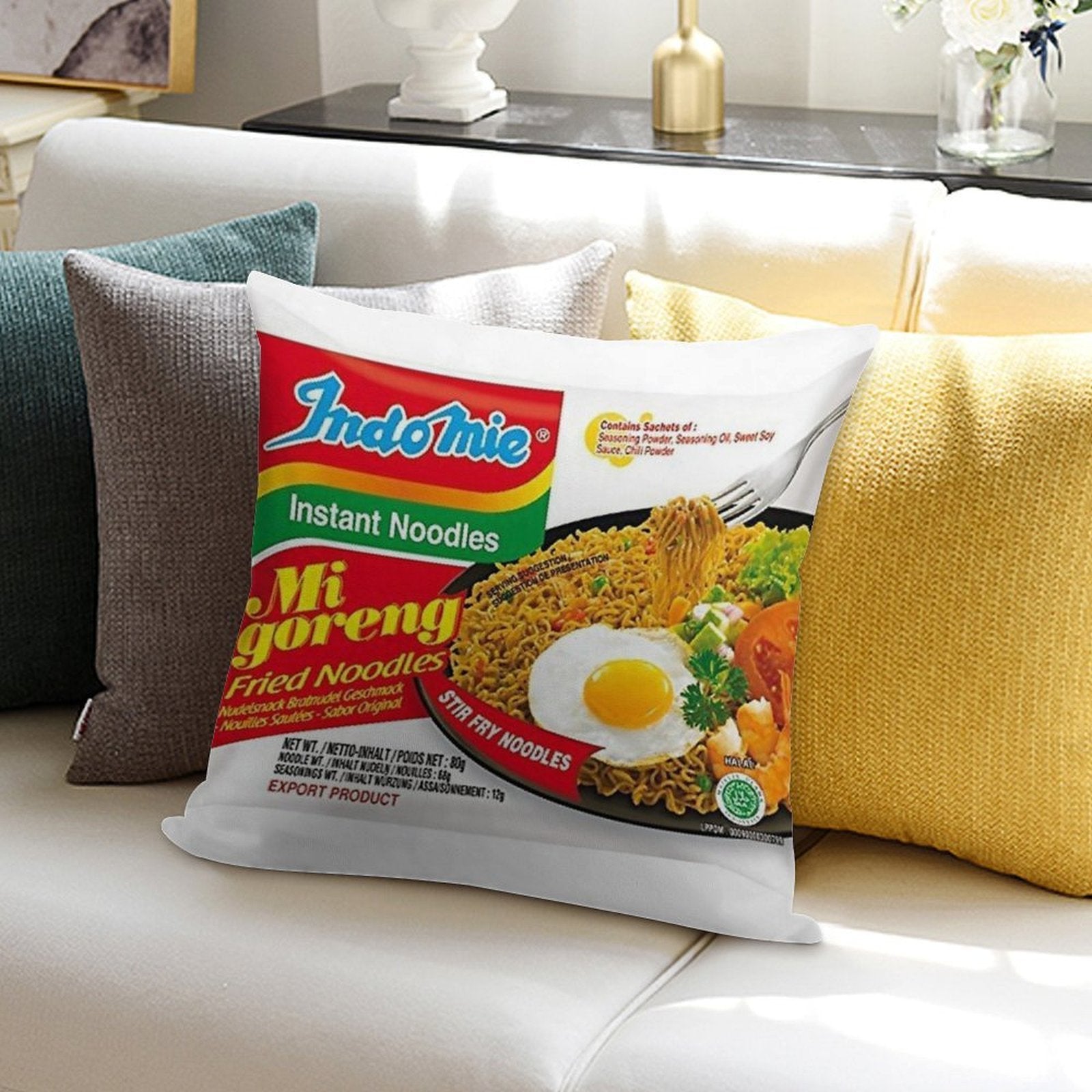 Indomie Original Flavour Soft Durable Construction Throw Pillow