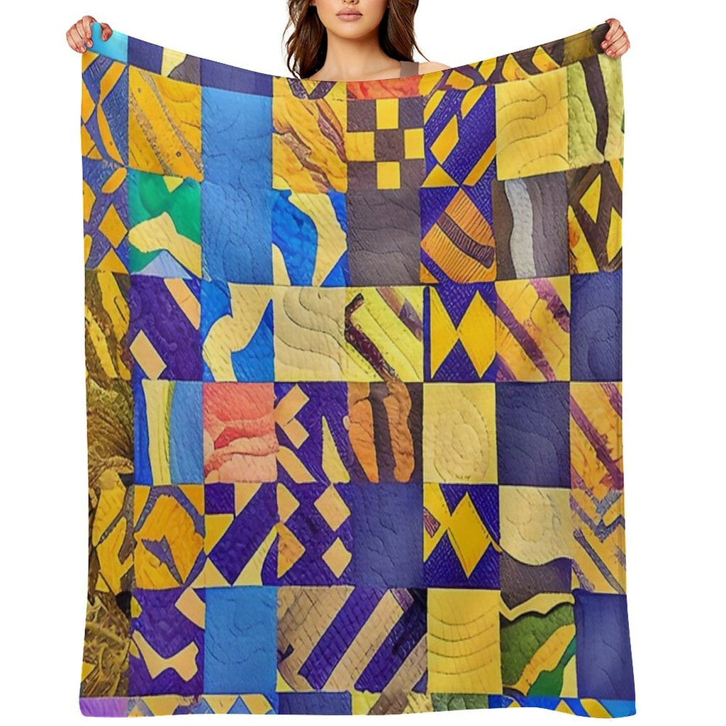 Bright Colors Quilt Inspired Tile Pattern Velvety-soft Throw Blanket