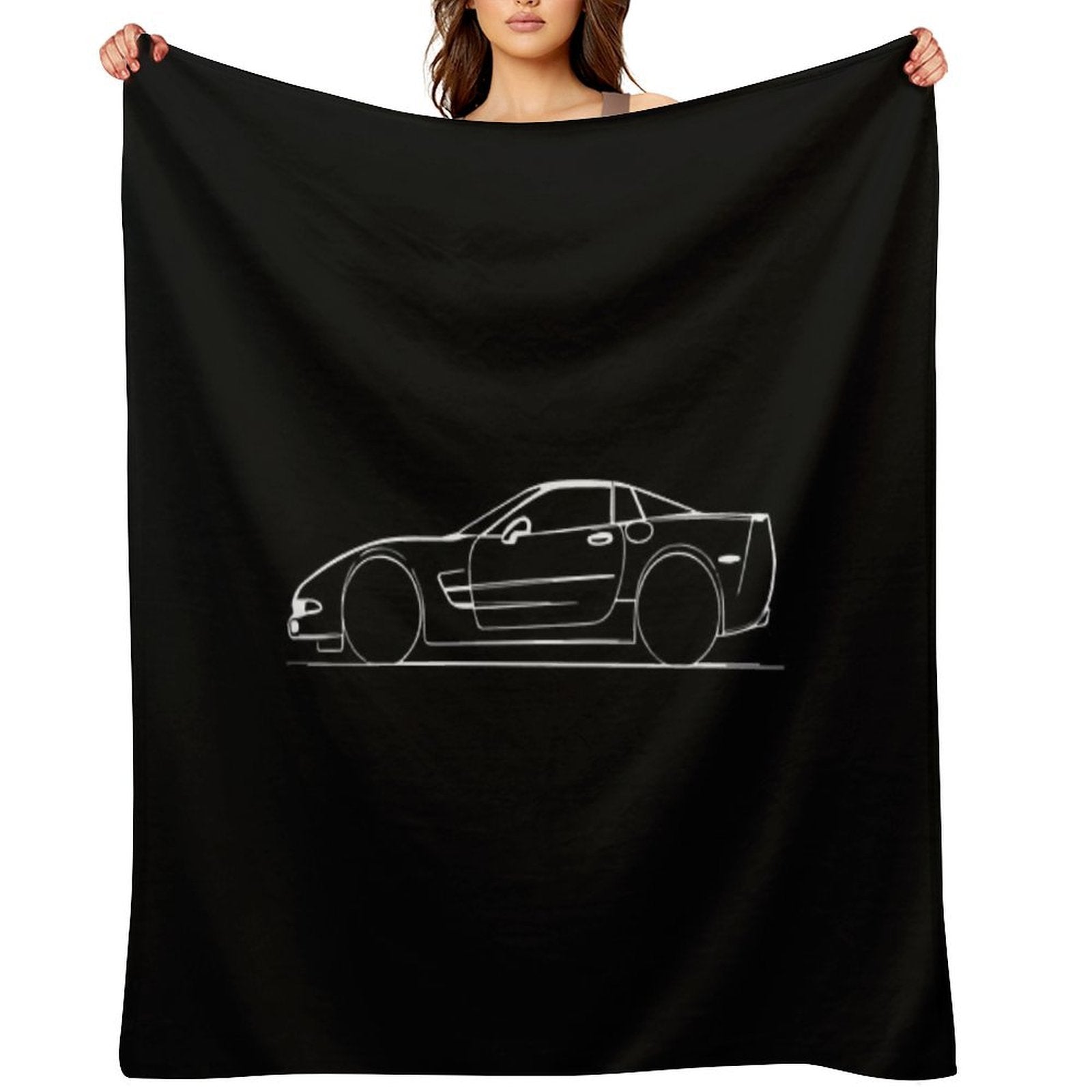 Corvette C5 Side Silhouette Shrink-resistant Throw Blanket