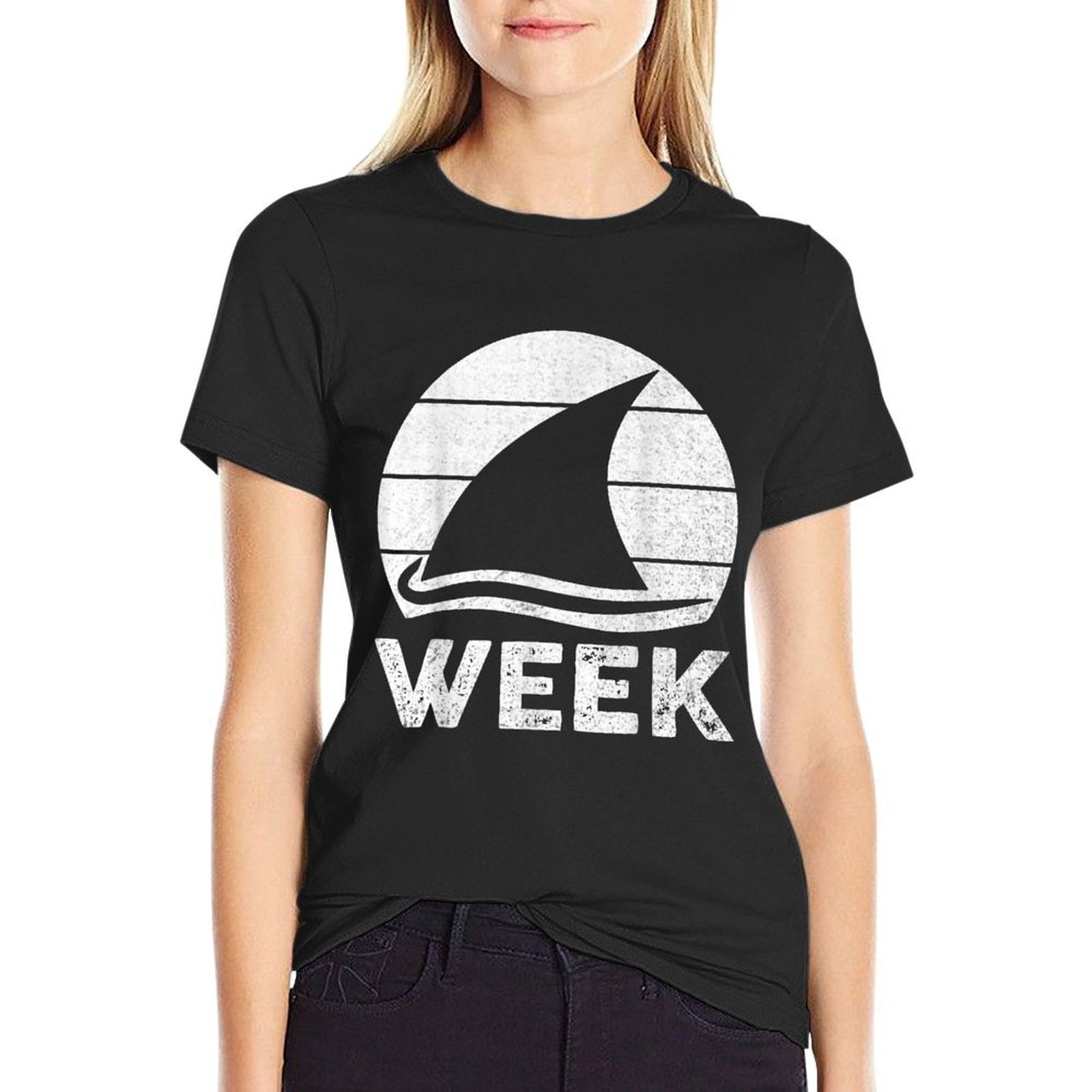 2025 Week Retro Shark Fin Lover Sea Ocean Animal Summer Trip  Affordable Price T-Shirt