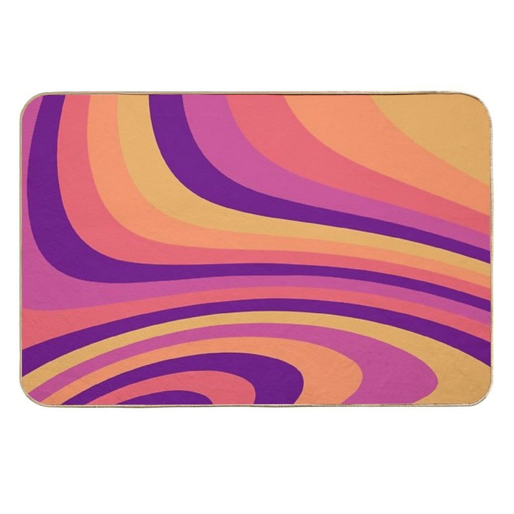 Warm Sunset Abstract Liquid Melt Wave Design  Stain-Proof Bath Mat