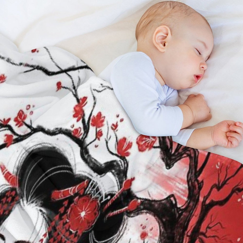 Red Geisha Plush Throw Blanket