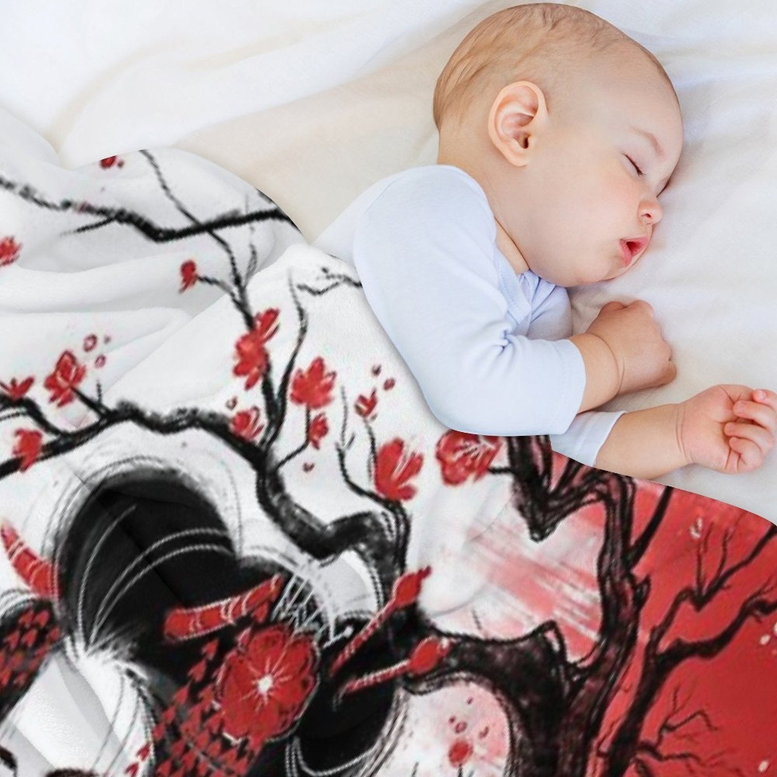Red Geisha Plush Throw Blanket
