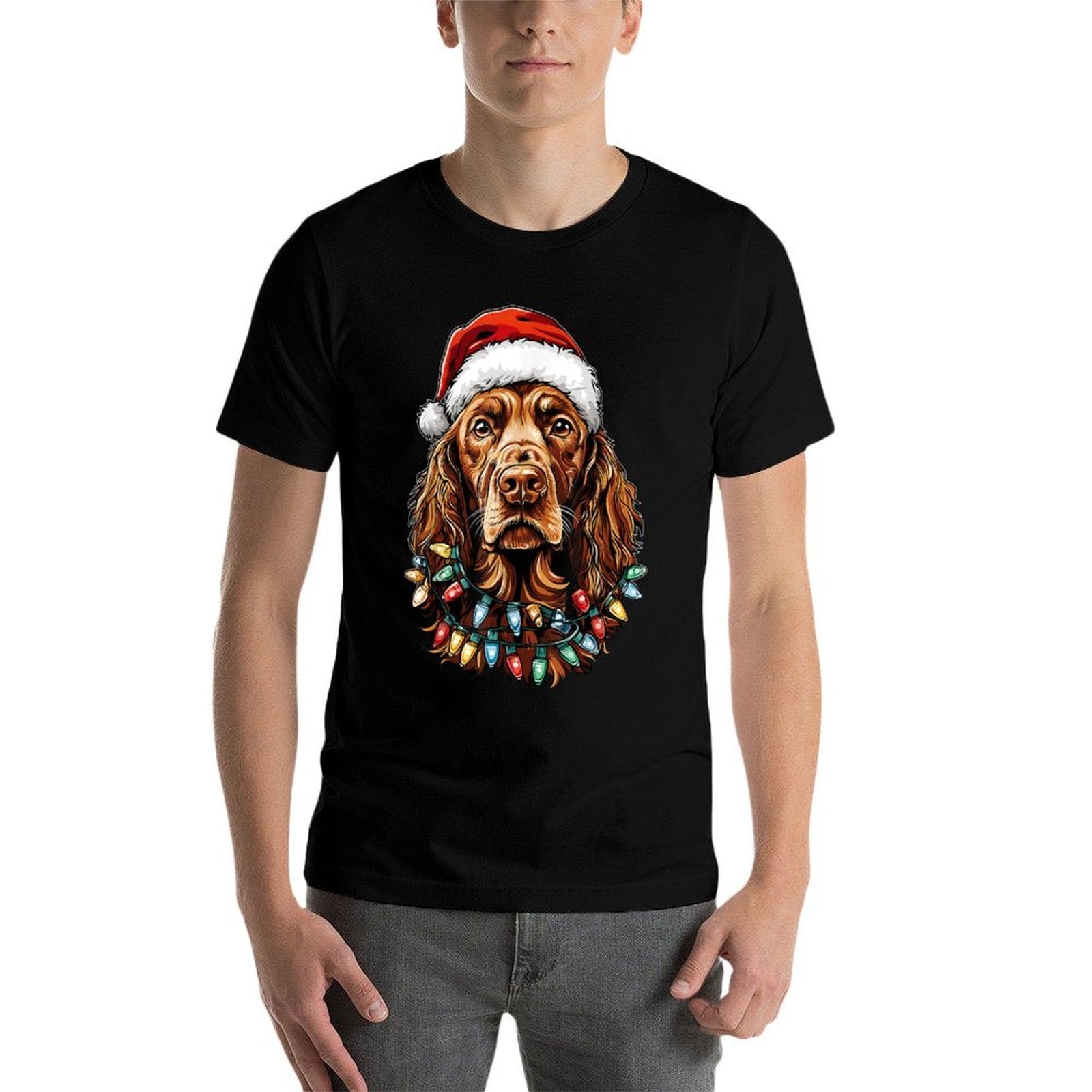 Irish Setter Dog Christmas Hat Xmas  Classic T-Shirt