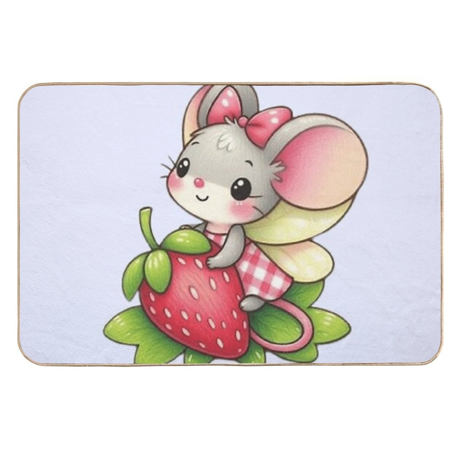 Cute Mouse Fairy with A Strawberry  Fade-Resistant Bath Mat