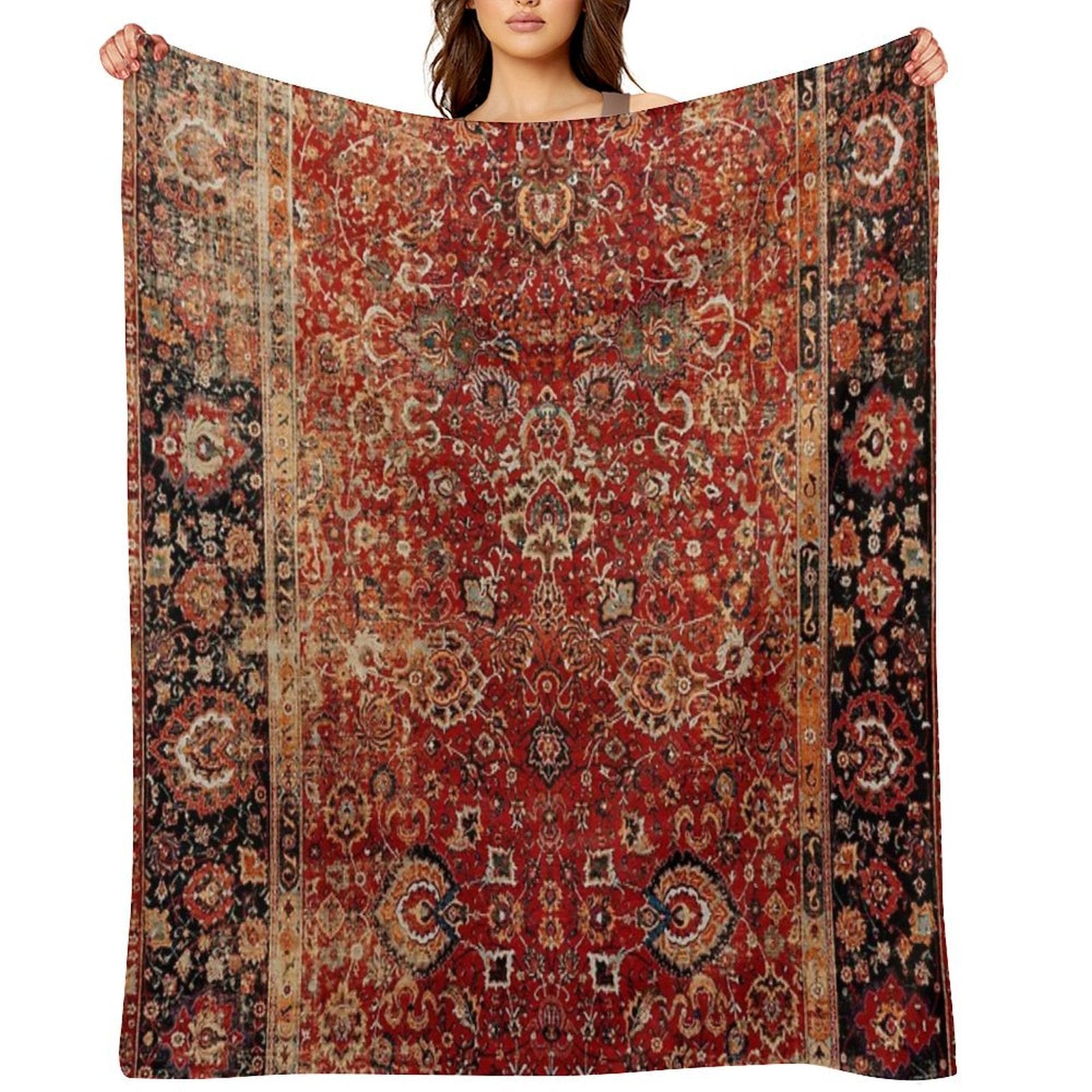 17th Century Afghanistan Rug Print Gift-ready Throw Blanket