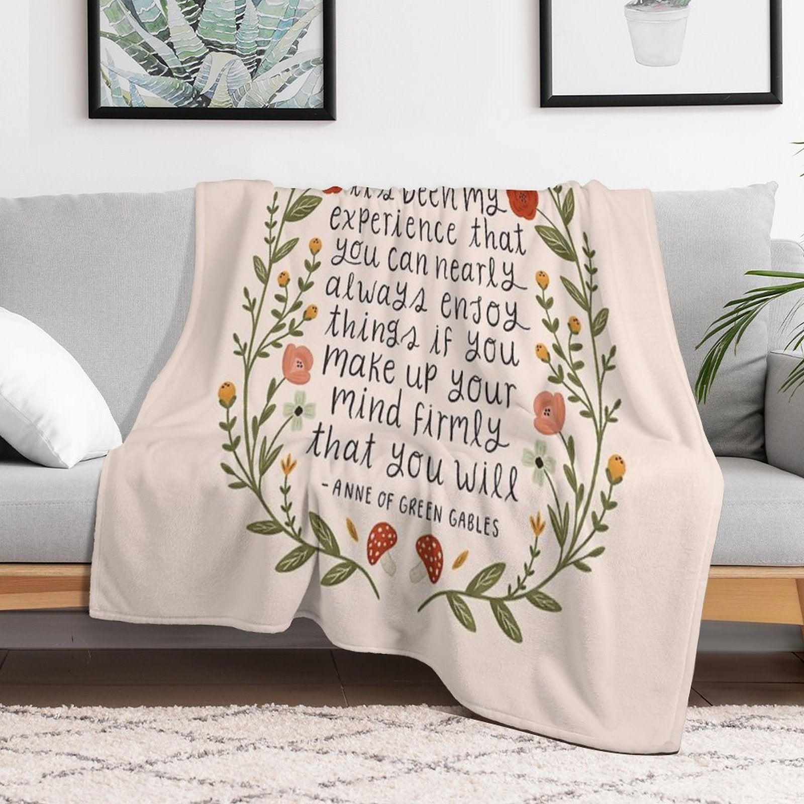 Anne of Green Gables Enjoy Things Quote Plush Throw Blanket