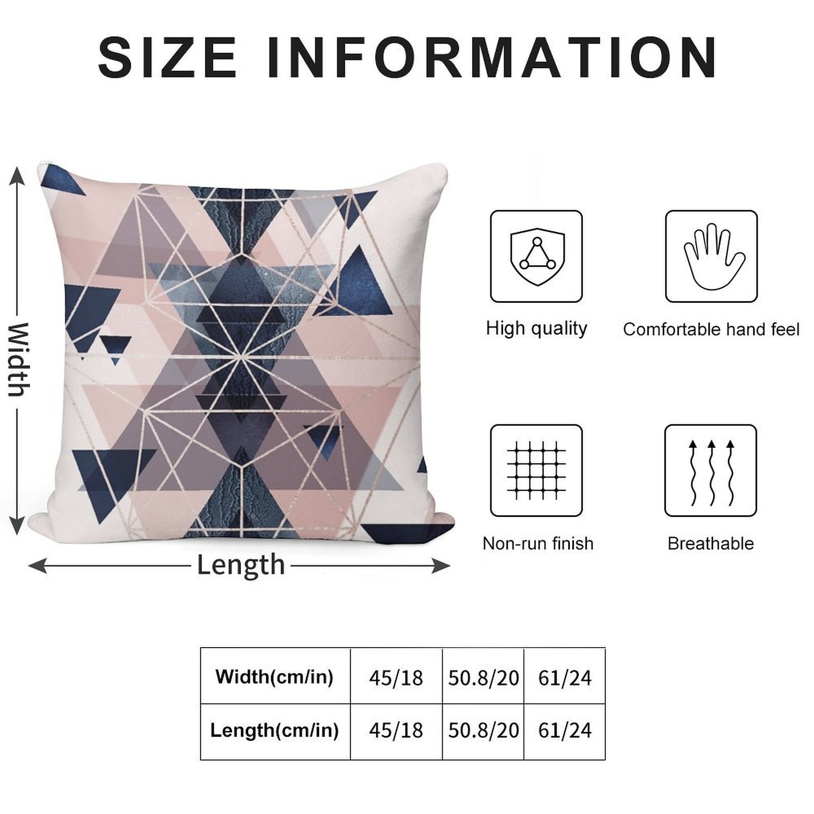 Blush Navy Geometric Soft Multiple Sizes Throw Pillow