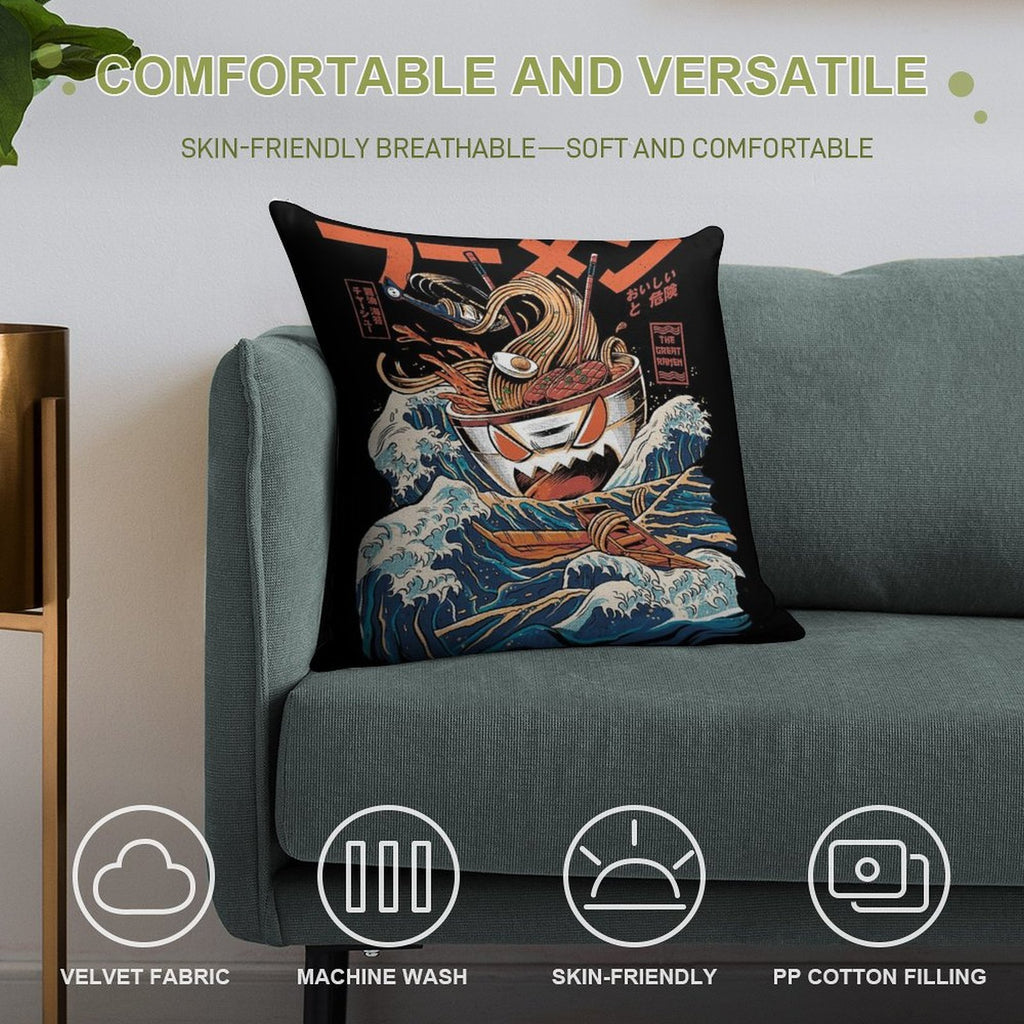 The Black Great Ramen Soft Reinforced Edging Throw Pillow