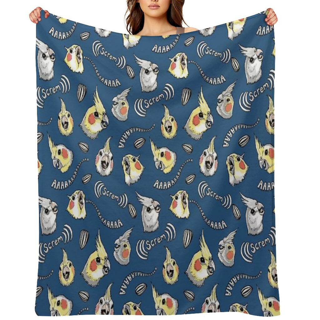 Cockatiel Screm Wrinkle-free Throw Blanket