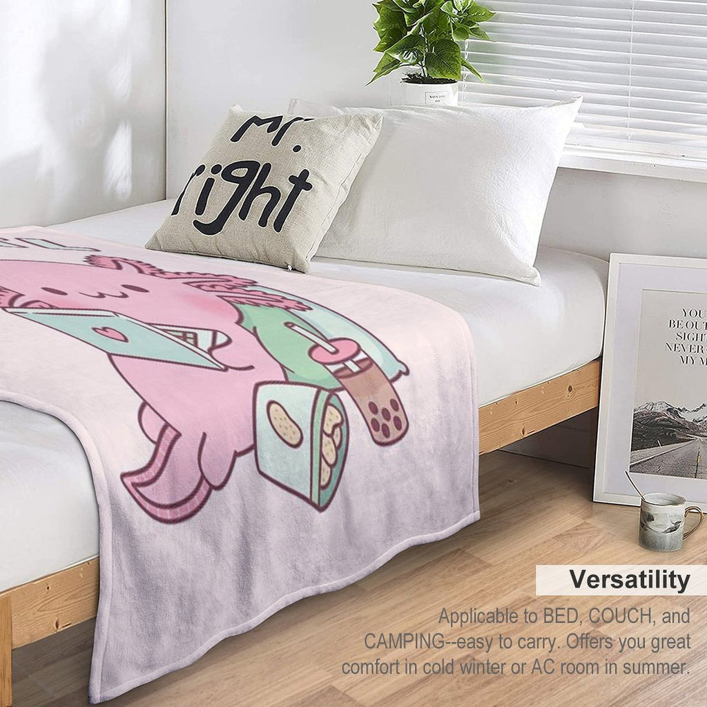 Cute Relax A Lot Axolotl Funny Pun Lightweight Throw Blanket