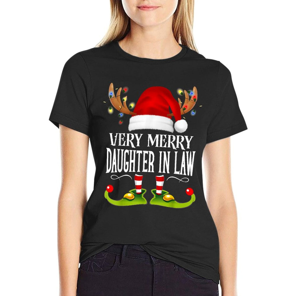 Very Merry X-Mas Daughter in Law Matching Christmas  Trendy Pattern T-Shirt