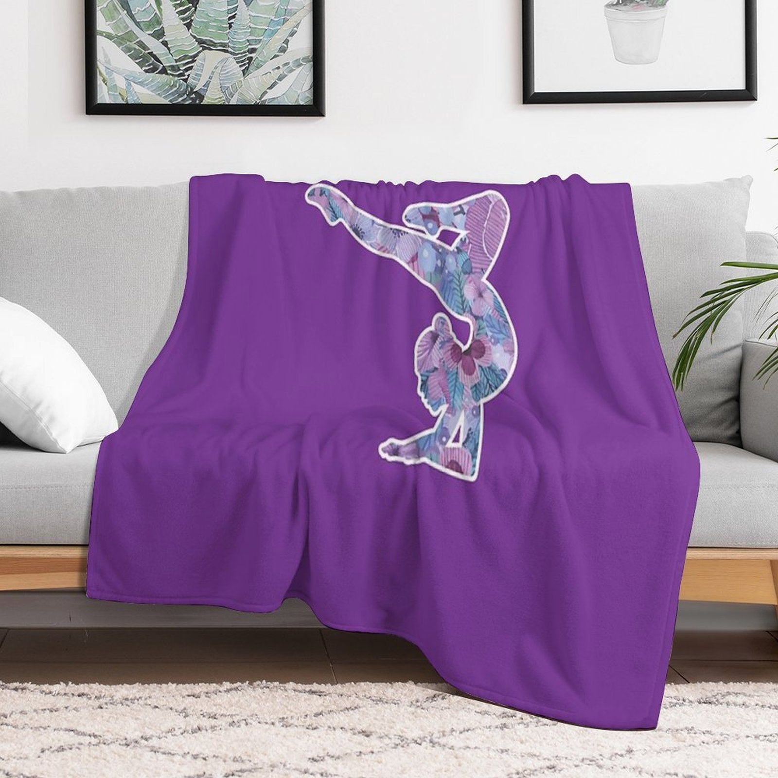 Artistic Rhythmic  Gymnast of Spring Flowers Versatility Throw Blanket