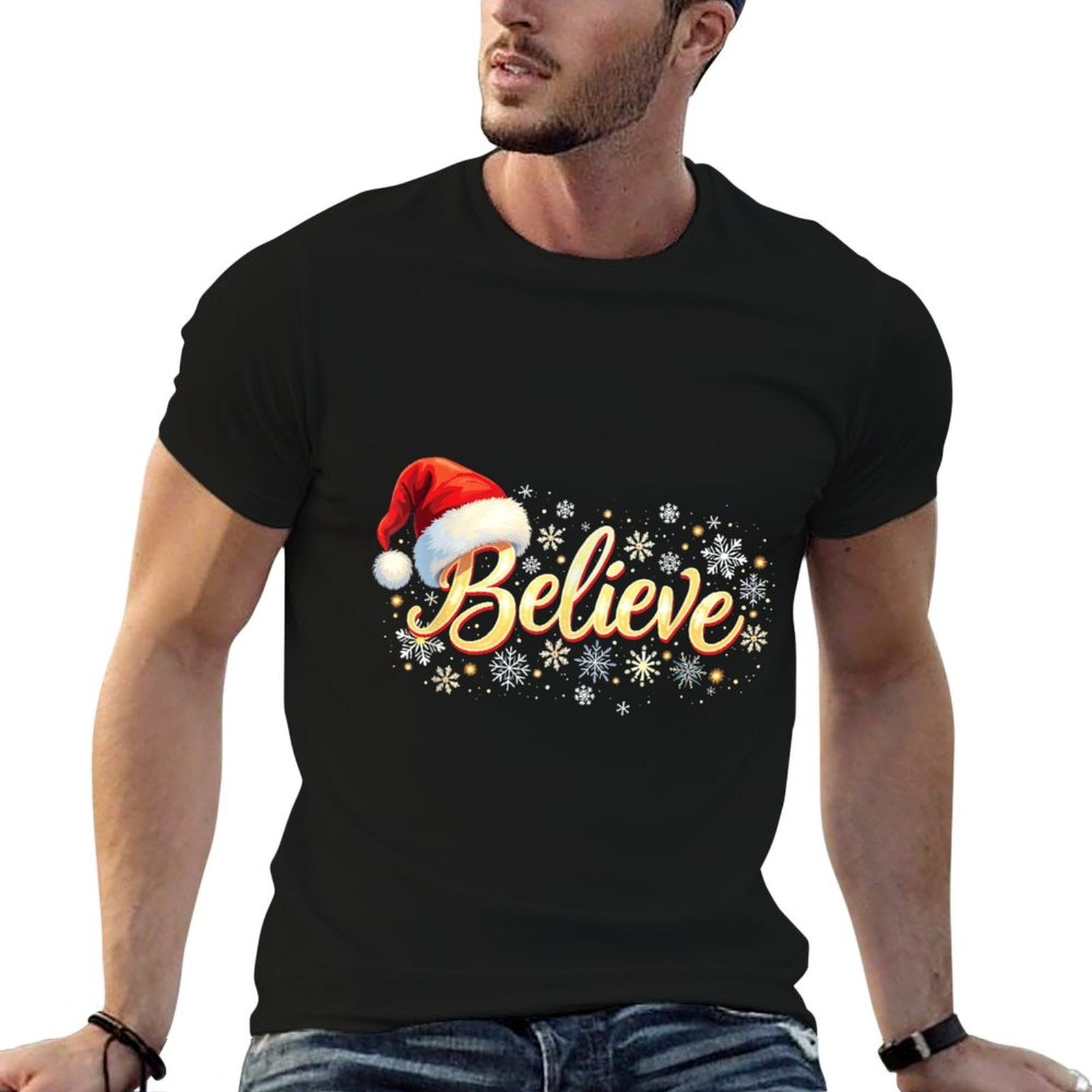 Believe Christmas Believe Santa  Summer-ready Fabric T-Shirt