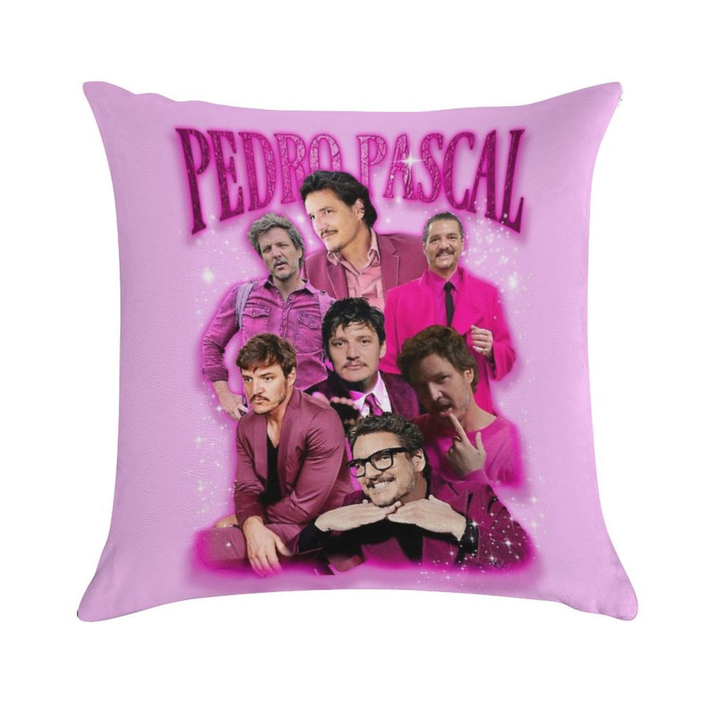 Pedro Pascal in Pink Soft Hidden Zipper Throw Pillow