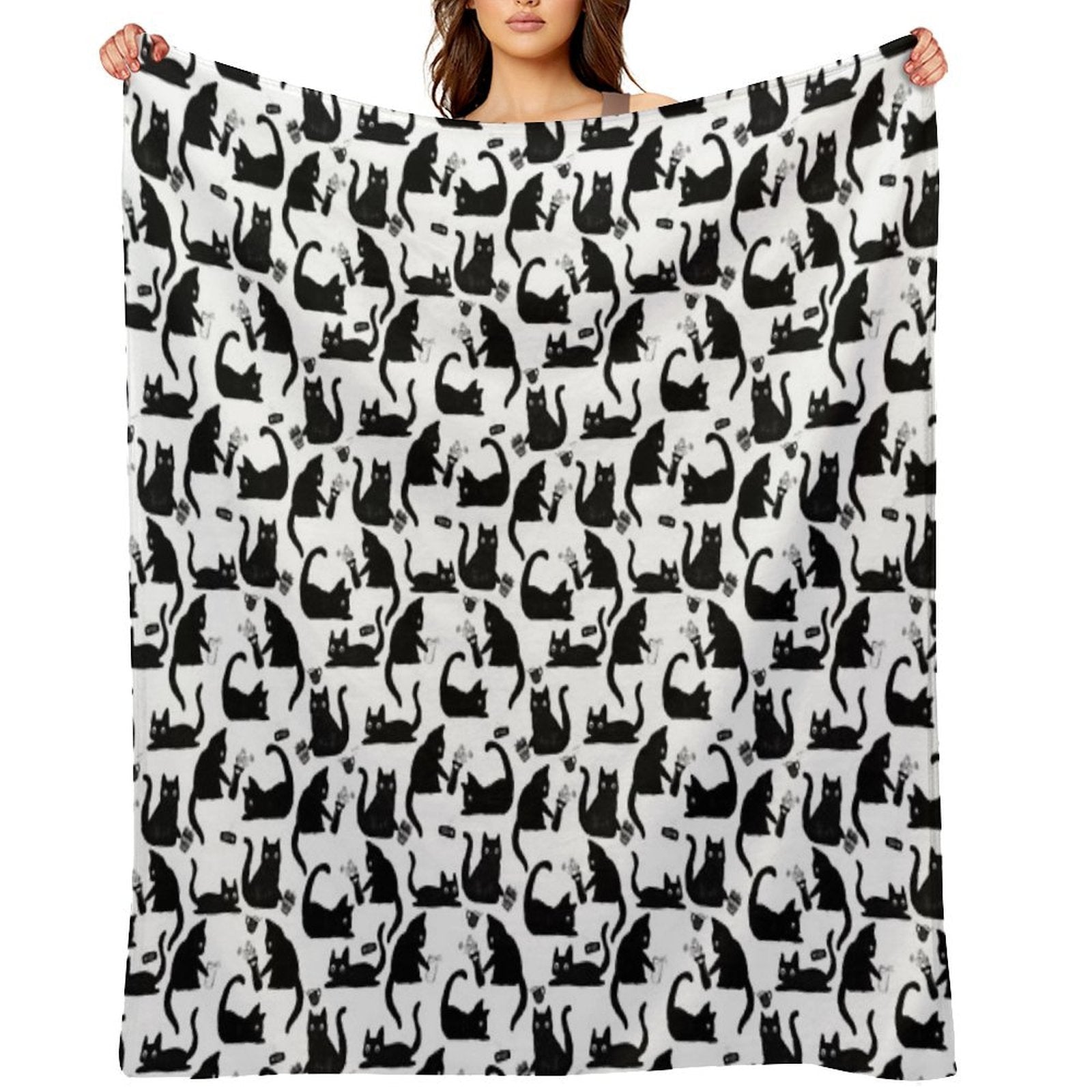 Bad Cats Knocking Stuff Over Sustainable Throw Blanket