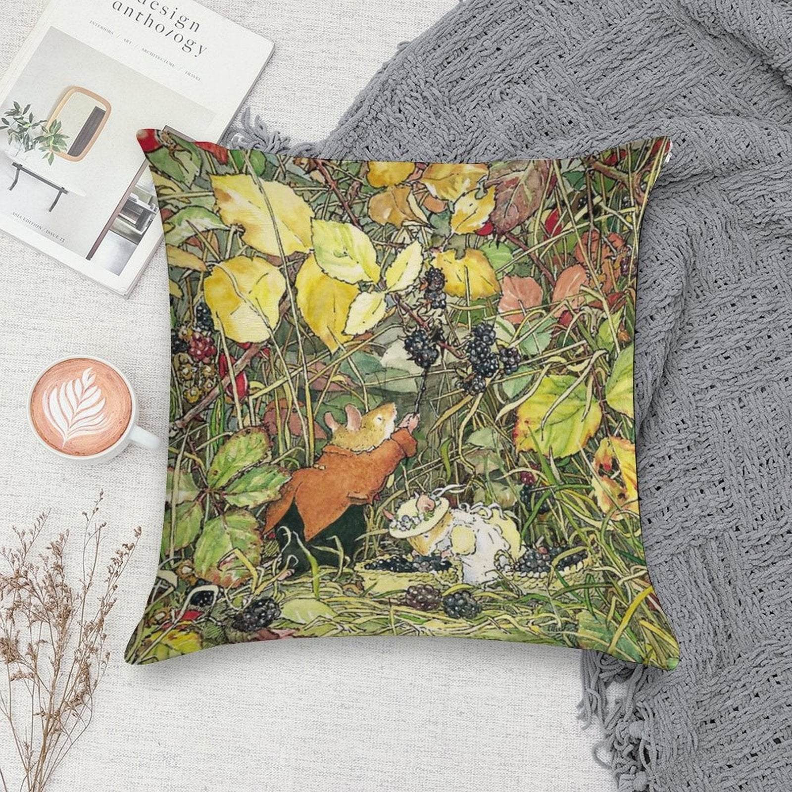 Blackberry Picking Soft Home Decor Throw Pillow