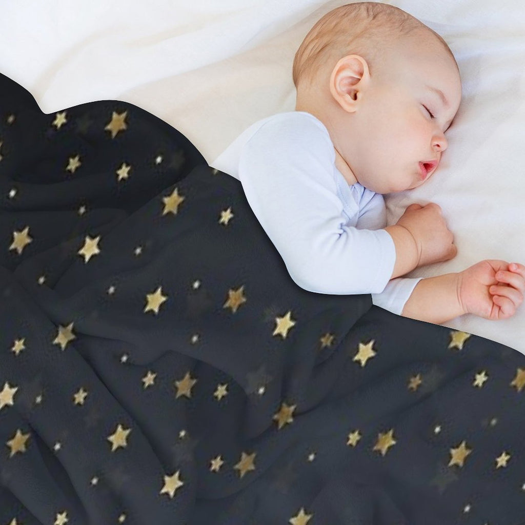 Gold Stars Gray Gradient Design Sustainable Throw Blanket