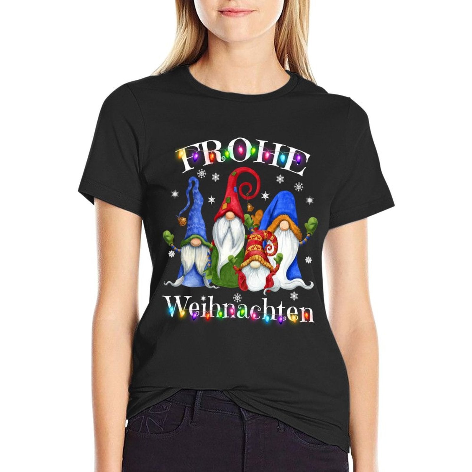 Frohe Weihnachten German Gnome Christmas Decorations Germany Comfortable T-Shirt