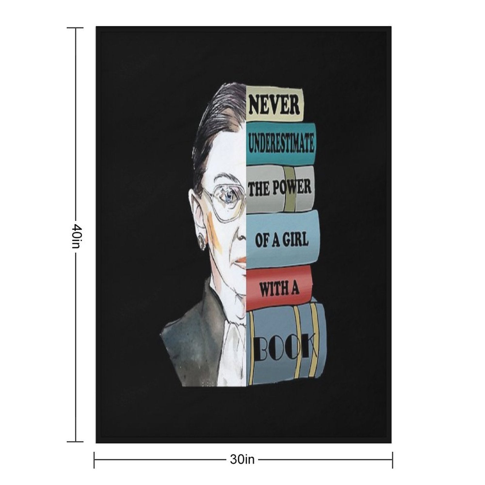 Notorious RBG Ruth Bader Ginsburg Never UnderEstimate The Power of A Girl With A Book Feminist Gift Comfort Throw Blanket