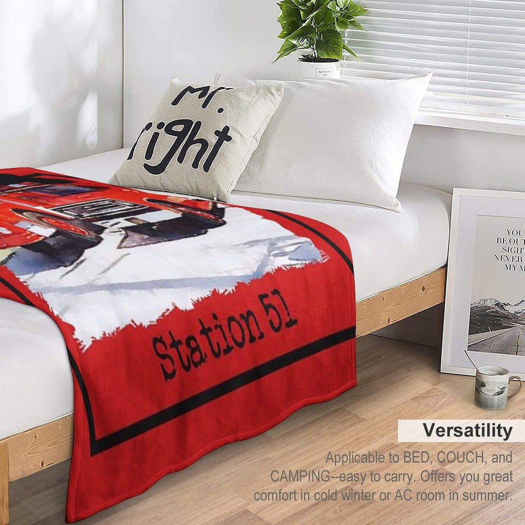 Fire Station 51, Emergency TV Show, Firetruck Sustainable Throw Blanket