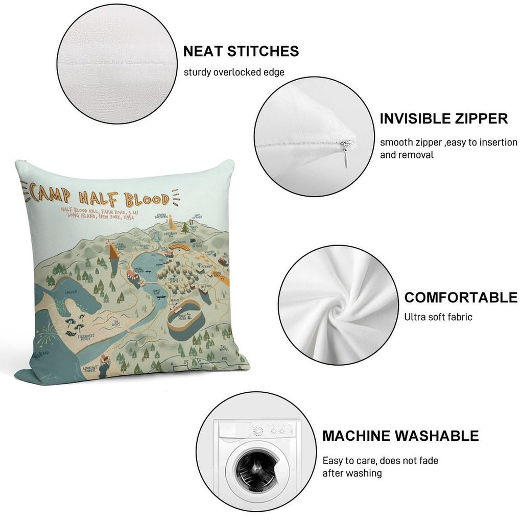 Map of Camp Half Blood Soft High-Density Material Throw Pillow
