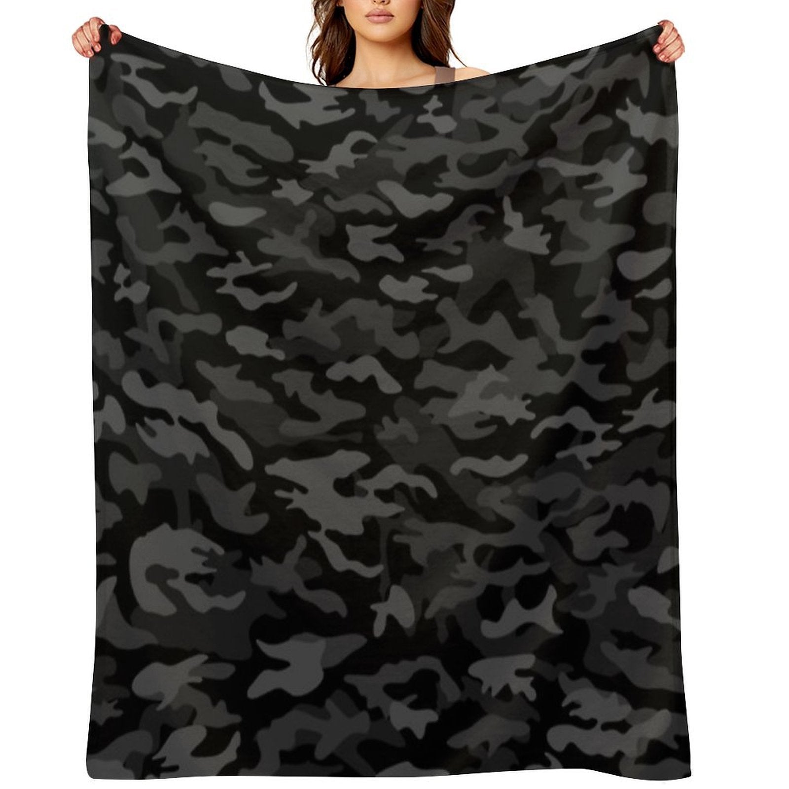 NEW AGE BLACK CAMOUFLAGE DESIGN Wrinkle-free Throw Blanket