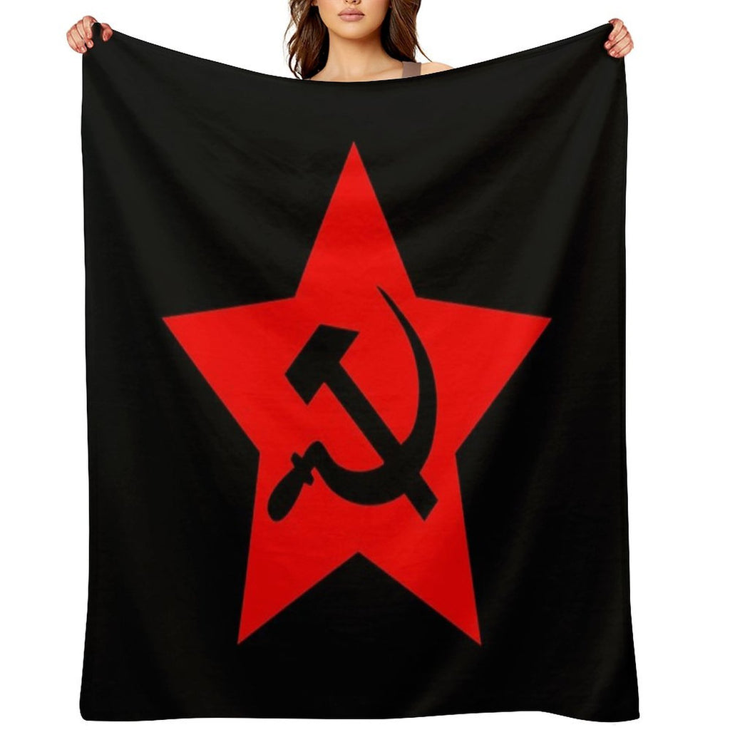 Communist Star; Hammer And Sickle Compact Throw Blanket