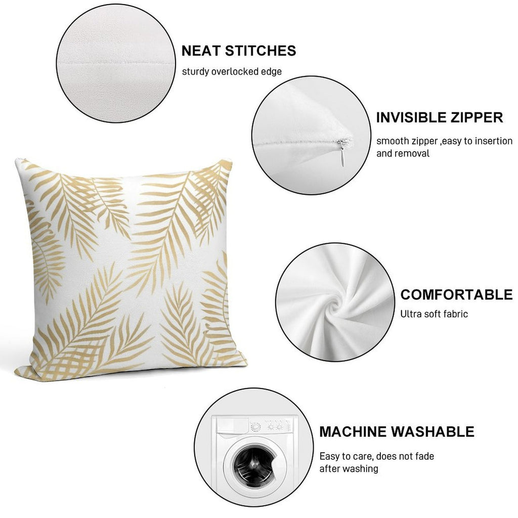 Gold Palm Leaves Soft Anti-Pilling Throw Pillow
