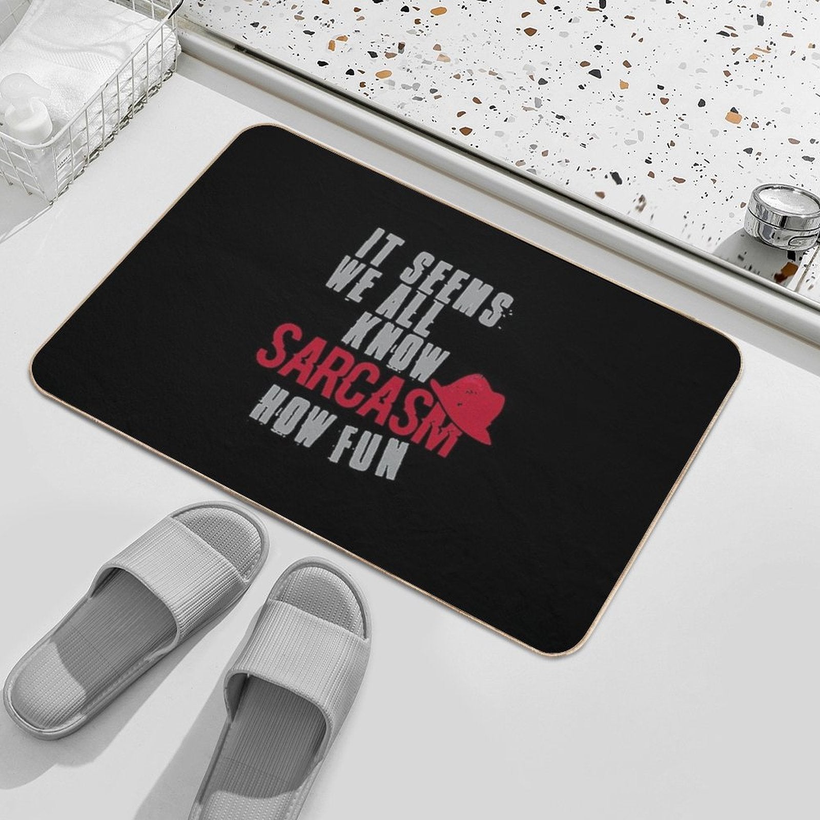 Quote And Red Hat  Anti-Trip Bath Mat