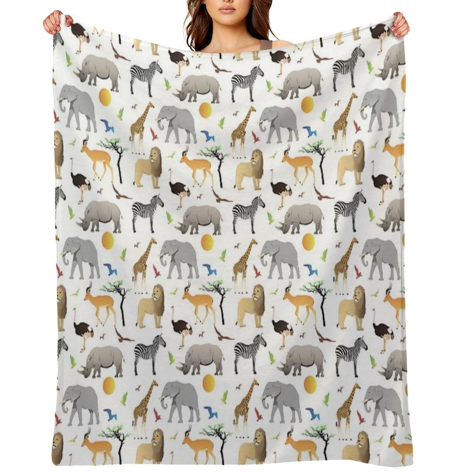 Safari Savanna Various Animals Eco-conscious Throw Blanket