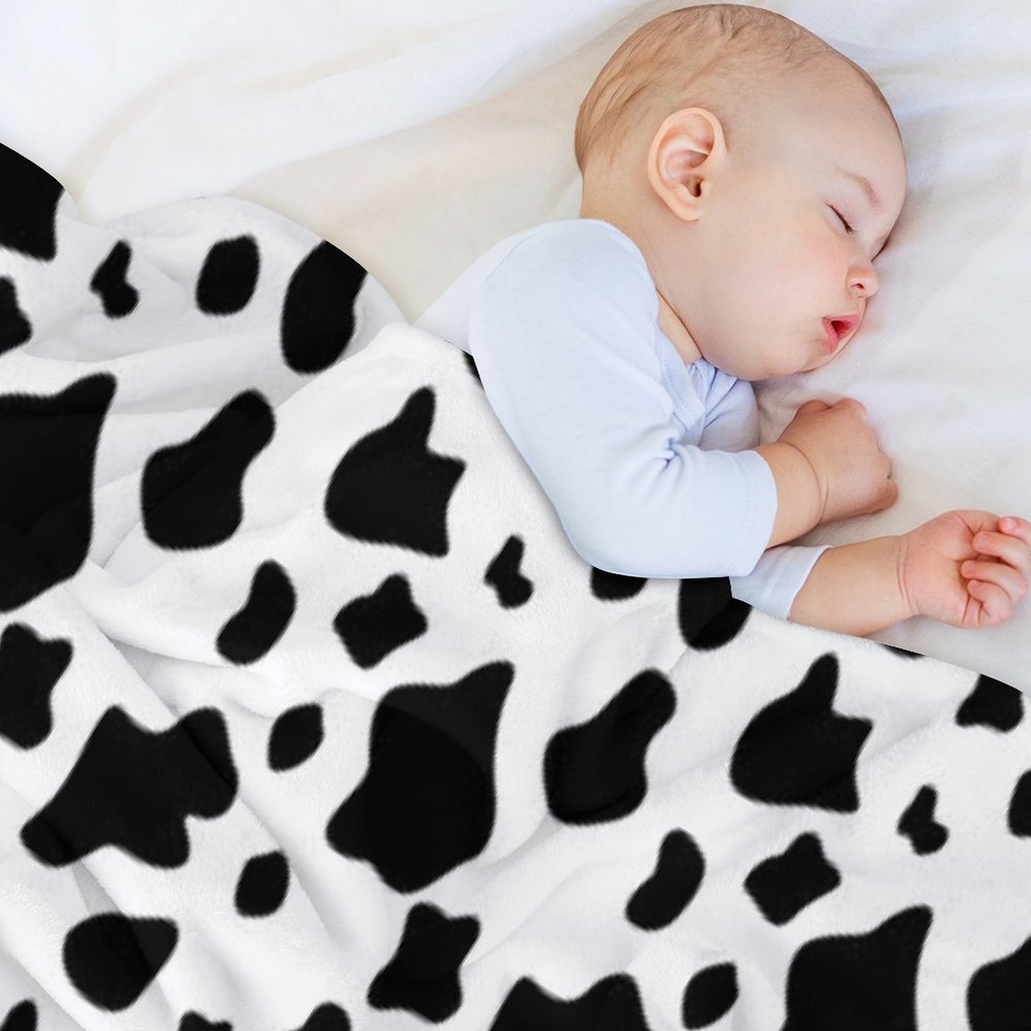 Black And White Cow Spots Pattern, Animal Fur Comfort Throw Blanket