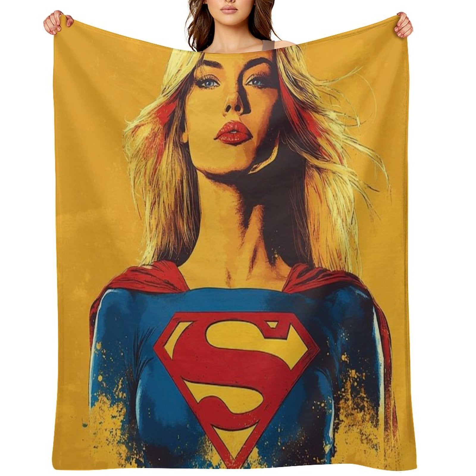 Supergirl in Vibrant Heroic Compact Throw Blanket