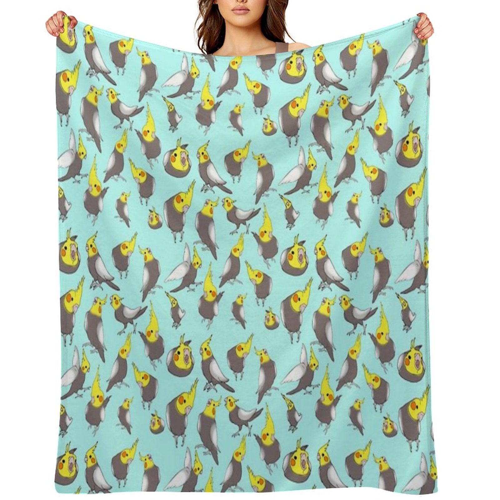 Cockatiel Doodle Pattern Lightweight Throw Blanket