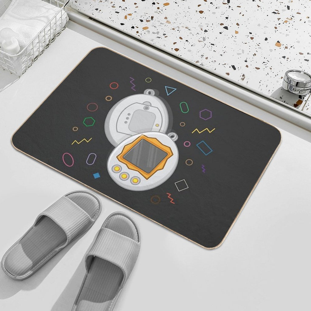 90's Style - Tamagotchi  Easy To Clean Bath Mat