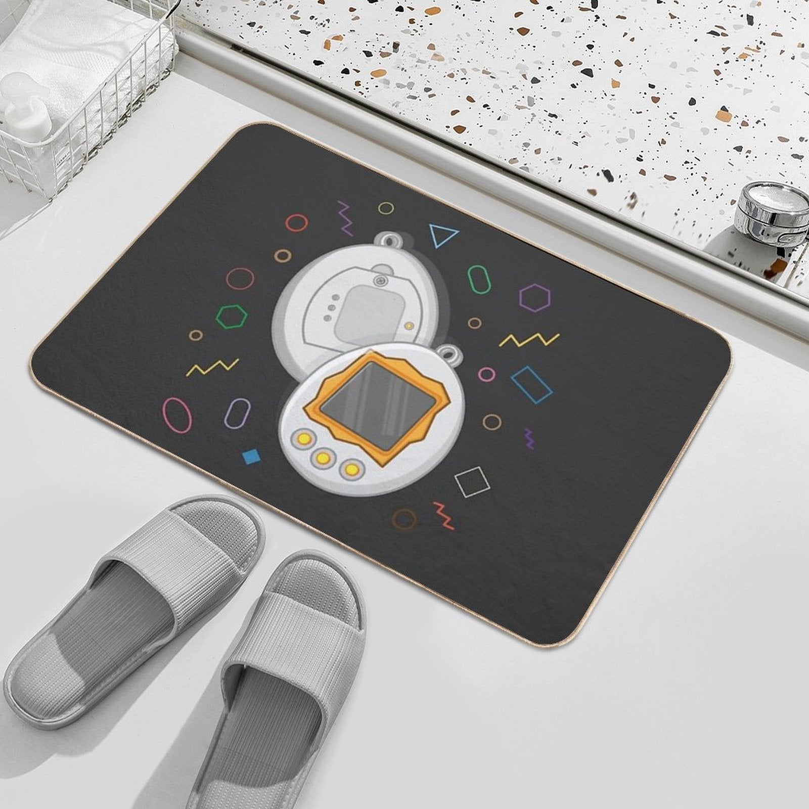 90's Style - Tamagotchi  Easy To Clean Bath Mat