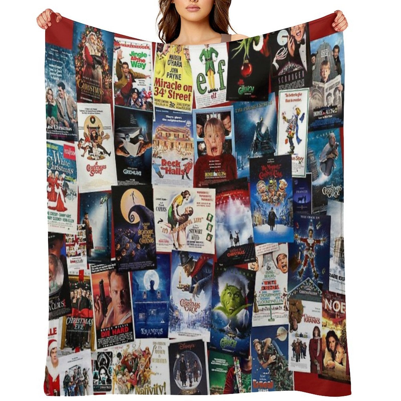Christmas Film Collage Shrink-resistant Throw Blanket
