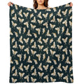 Luna Moth - Gold on Dark Teal Shrink-resistant Throw Blanket