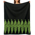 Feathers - Lime Green on Black Shrink-resistant Throw Blanket