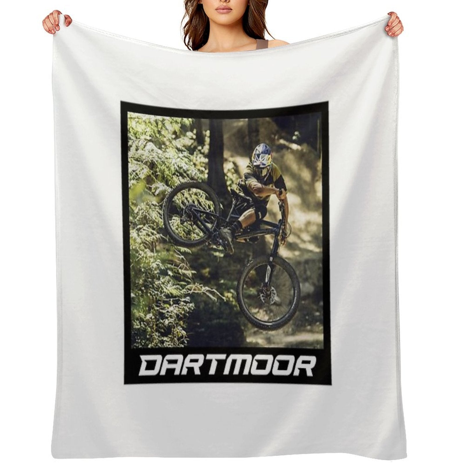 Cyclist Jumping with His Dartmoor Bikes Travel-friendly Throw Blanket