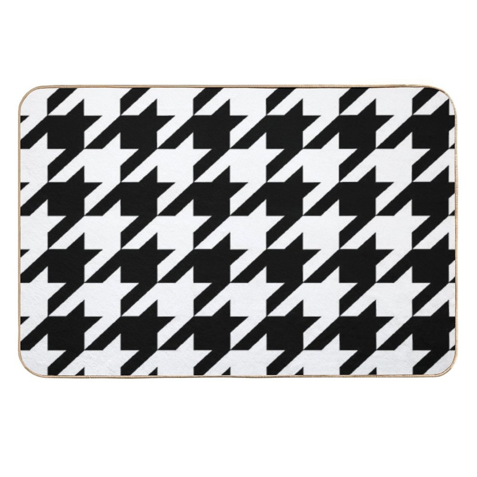 Preppy 1980s Geometric Pattern Trendy Black And White Houndstooth  Multi-Purpose Bath Mat