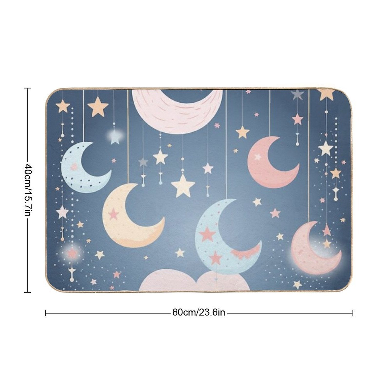 Whimsical Stars And Moon Pattern in Soft Pastel Colors  Absorbent Bath Mat