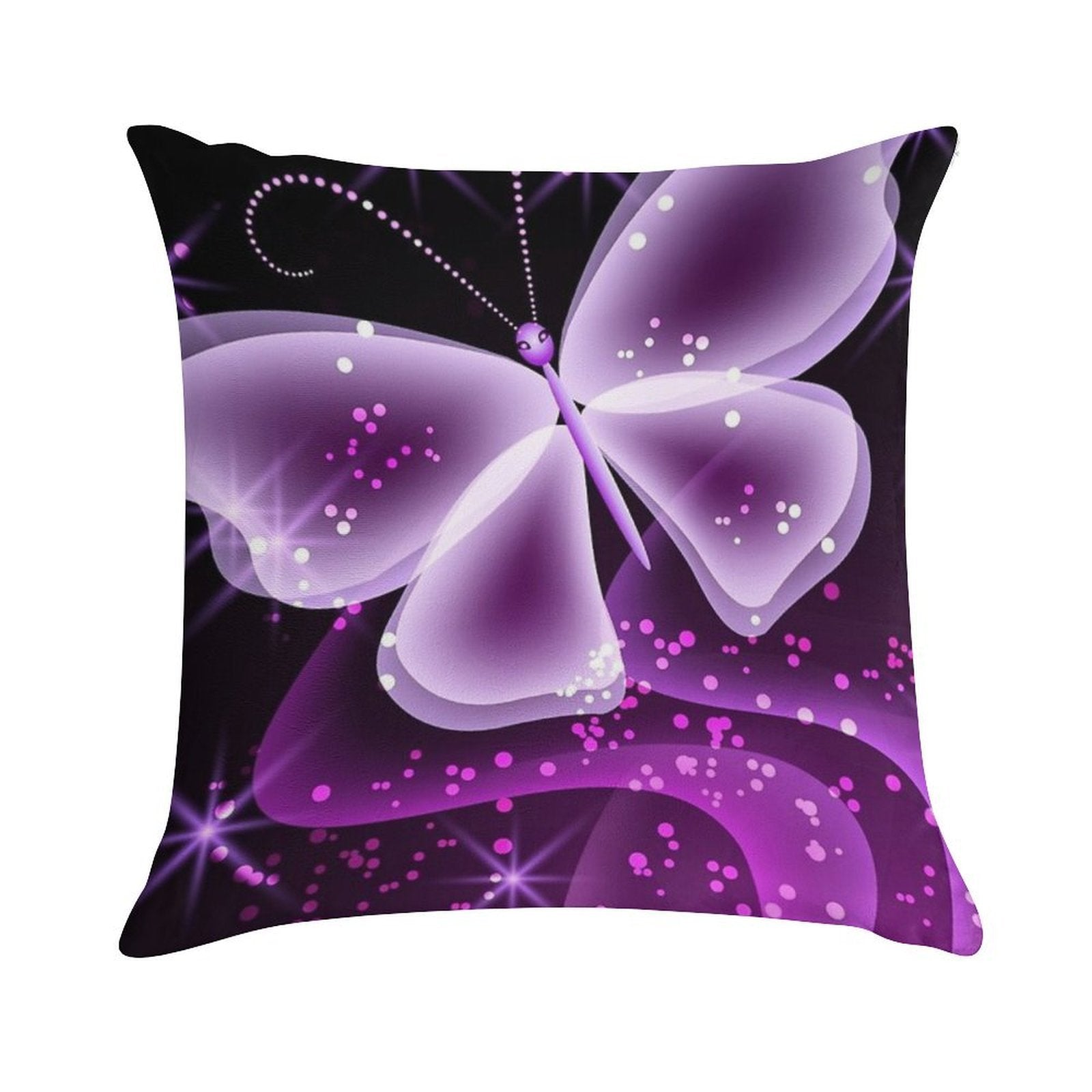 Sparkling Purple Butterfly Merchandise Soft Easy Maintenance Throw Pillow