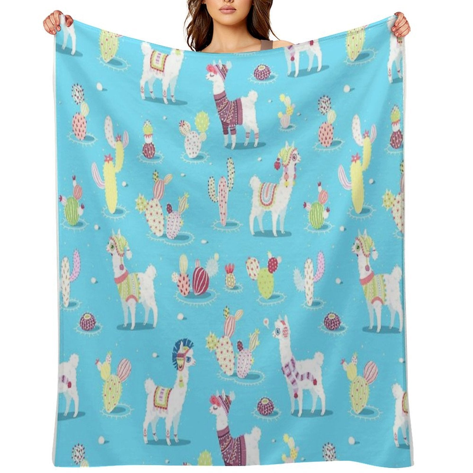 Alpaca Pattern Travel-friendly Throw Blanket