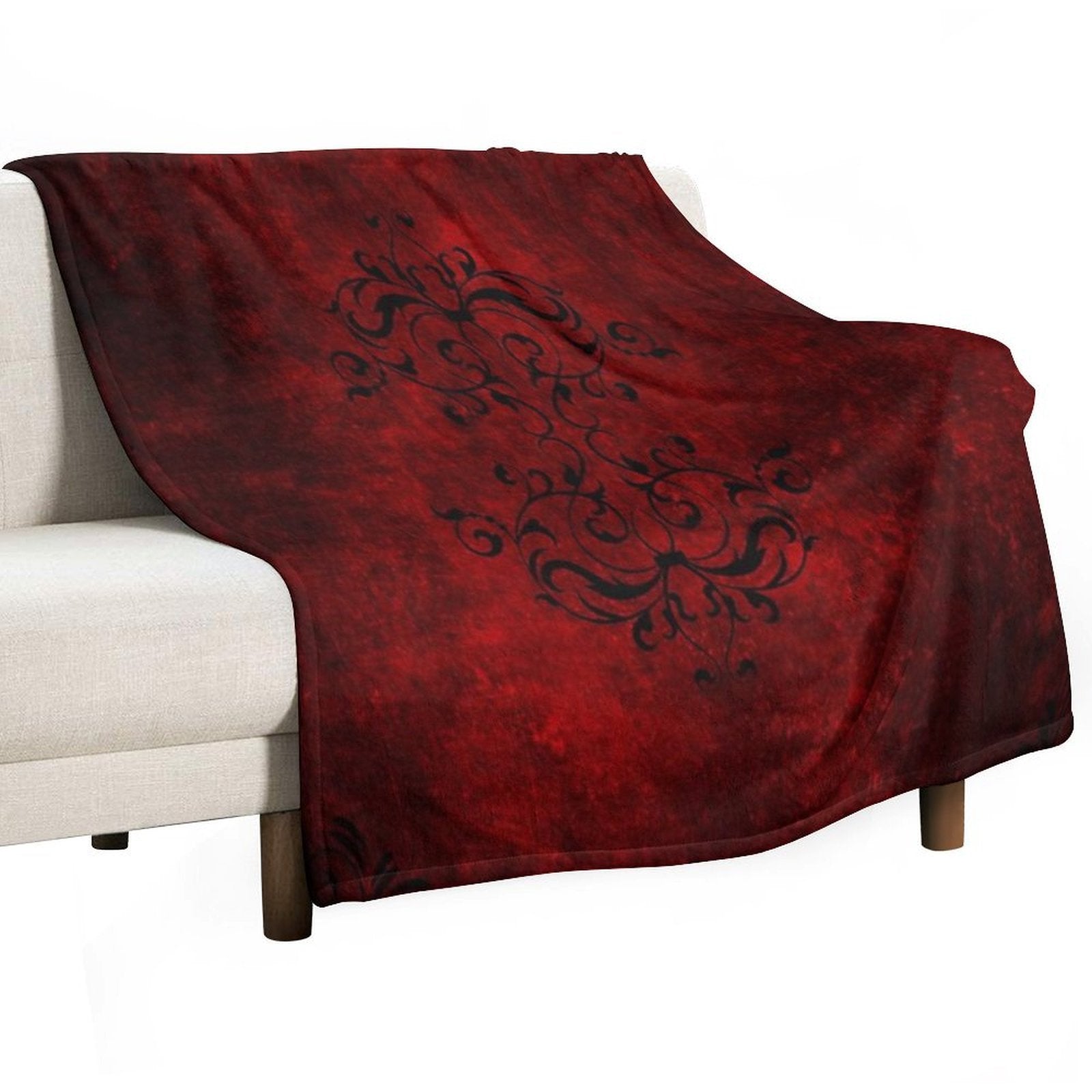Vintage Red Designer Machine-washable Throw Blanket