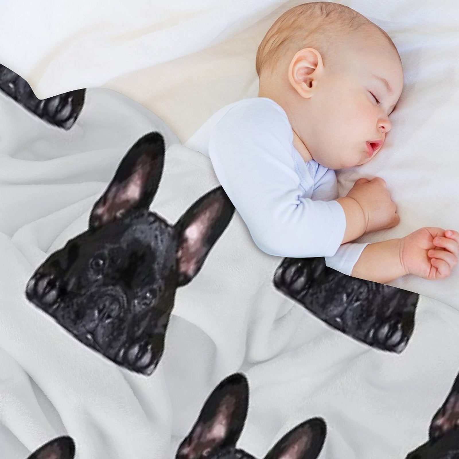 French Bulldog Black Puppy Dog Multi-functional Throw Blanket