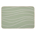 Sage Waves - Minimalist Abstract Line Pattern in Sage Green And Beige  Odorless Bath Mat